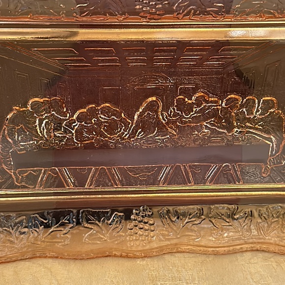 Indiana Glass vintage Tiara Last Supper bread plate, dish 1950s - Picture 4 of 11